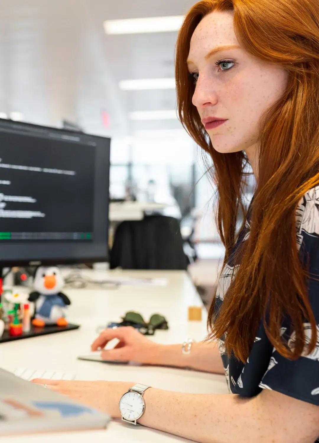 A learner working at a computer